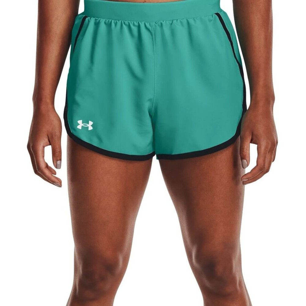 Under Armour Women's Fly By 2.0 running shorts Neptune Blue Black 1350196 SZ XL